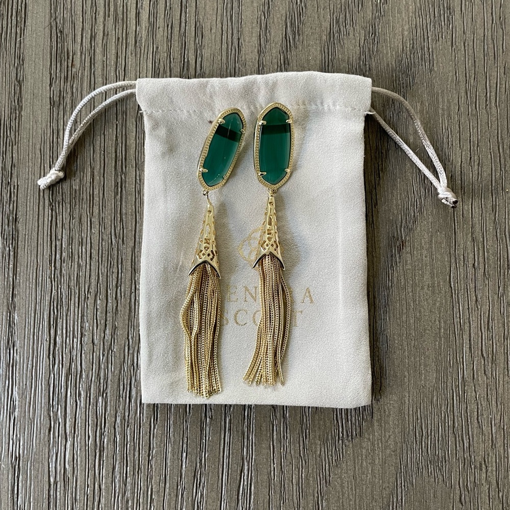 Kendra Scott Green Elle Tassel Earrings